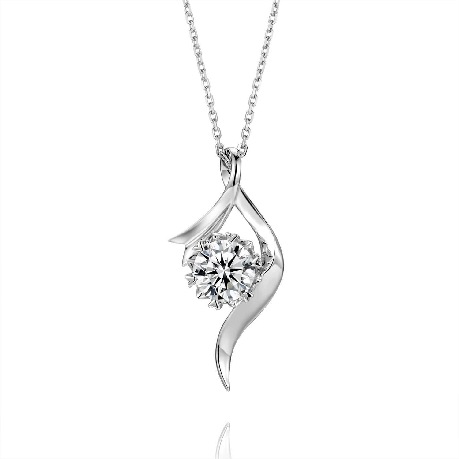 18K Gold Snowflake Six Prong Moissanite Necklace