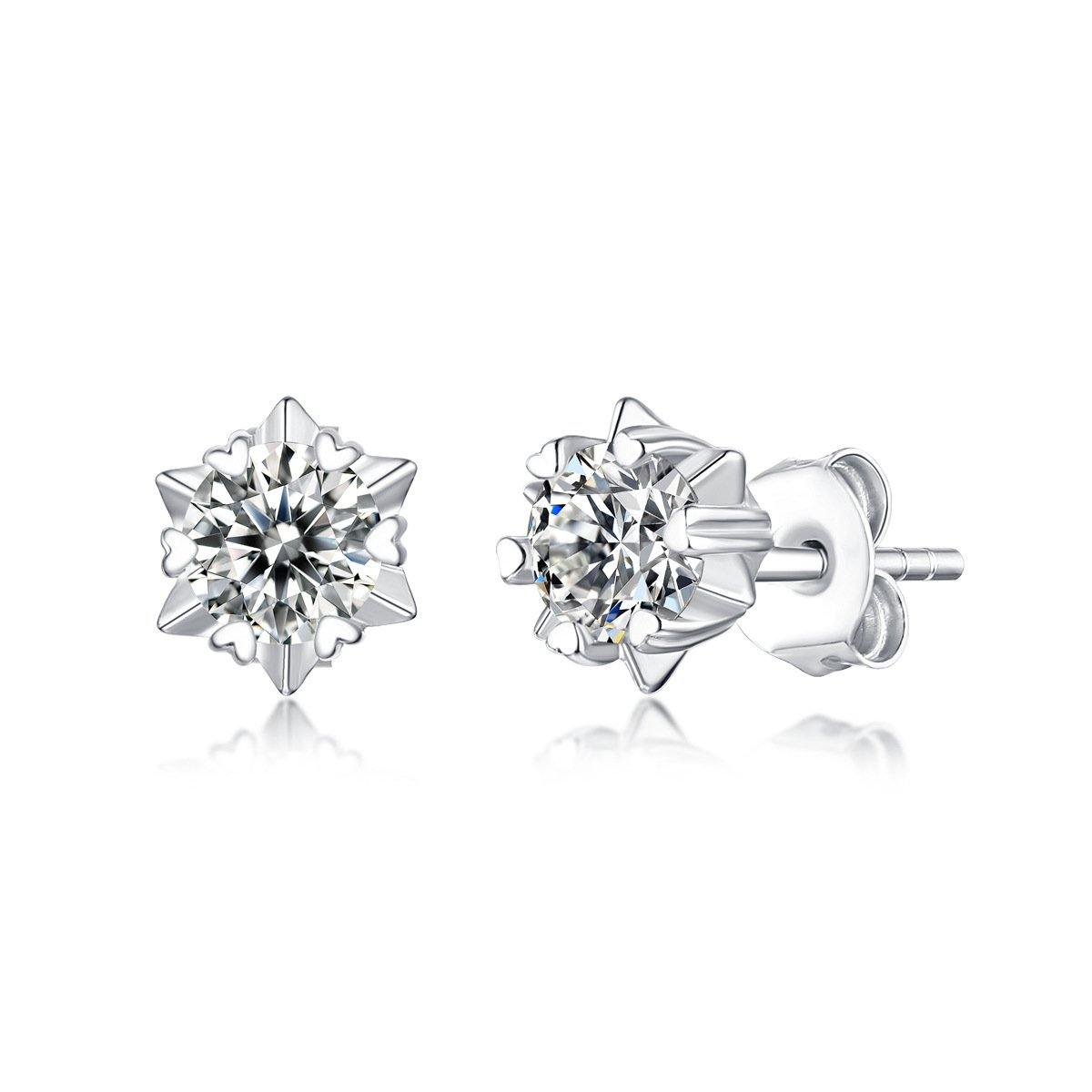 Moissanite Series Romantic Snowflake Sterling Silver Stud Earrings