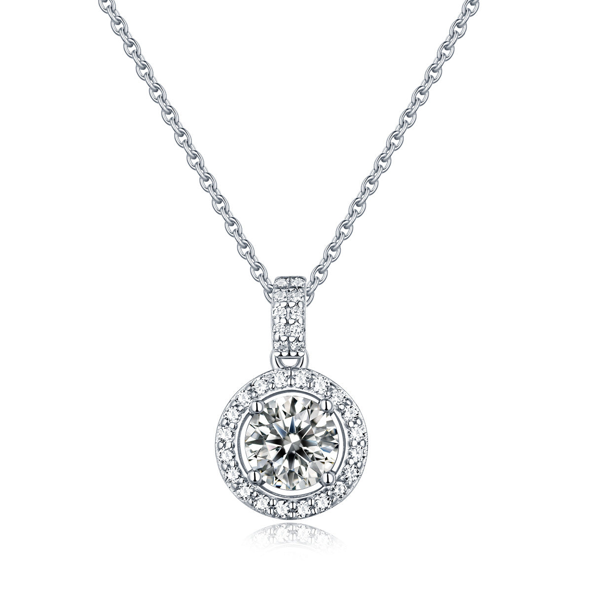 Halo Moissanite Dreams Come True Sterling Silver Necklace