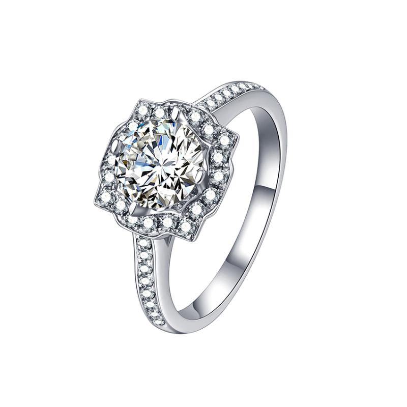 Halo Round Cut Moissanite Pave Engagement Ring