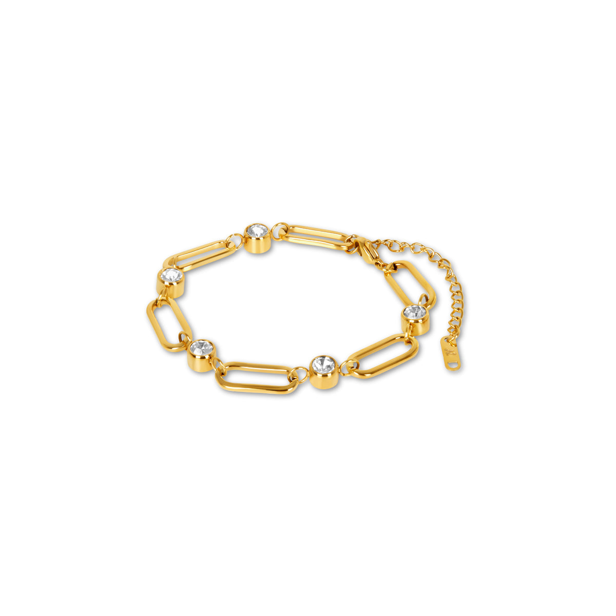 Oval Link Stone Bracelet - Gold