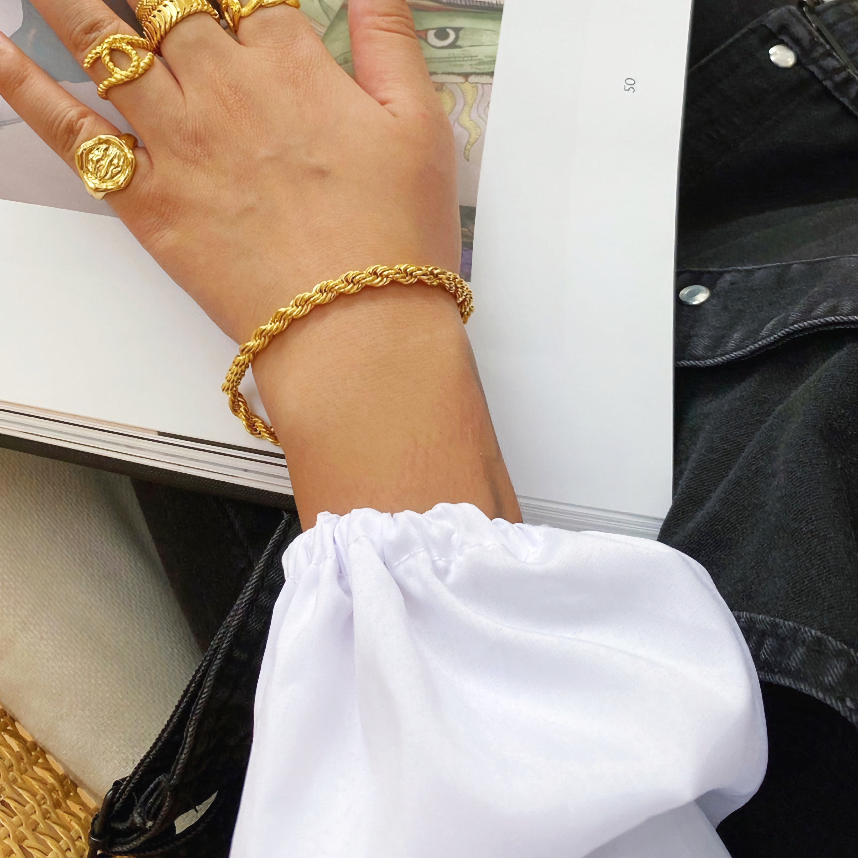 Clara Rope Chain Gold Bracelet