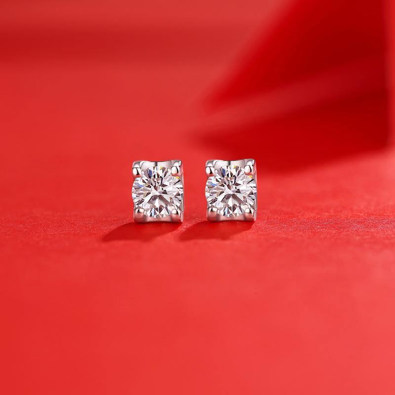 Moissanite Series Sweet Cube Sugar Sterling Silver Stud Earrings