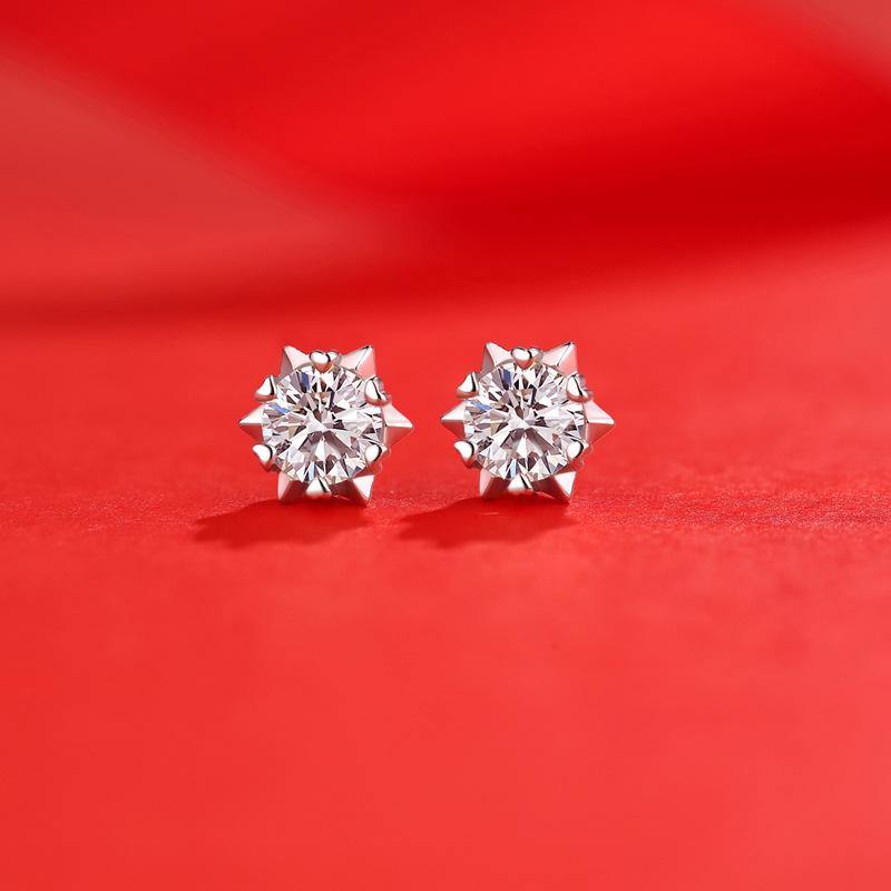 Moissanite Series Romantic Snowflake Sterling Silver Stud Earrings