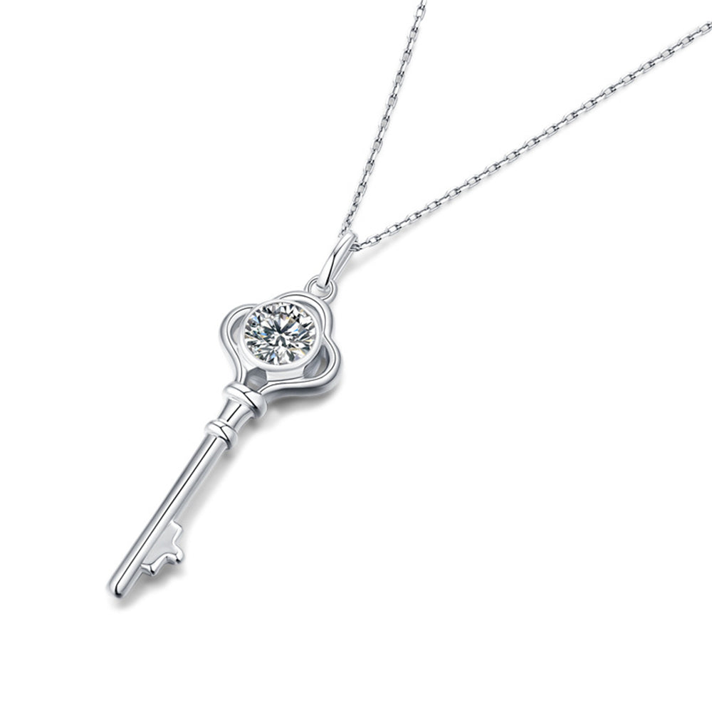 Moissanite Series Key Of The Heart Sterling Silver Necklace