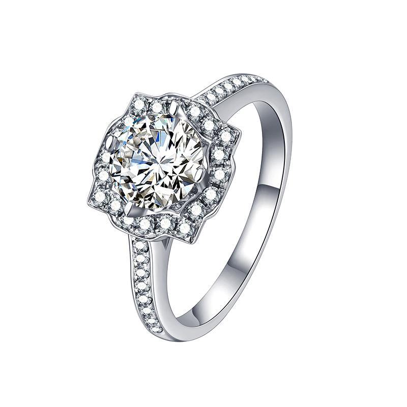 Halo Round Cut Moissanite Pave Engagement Ring