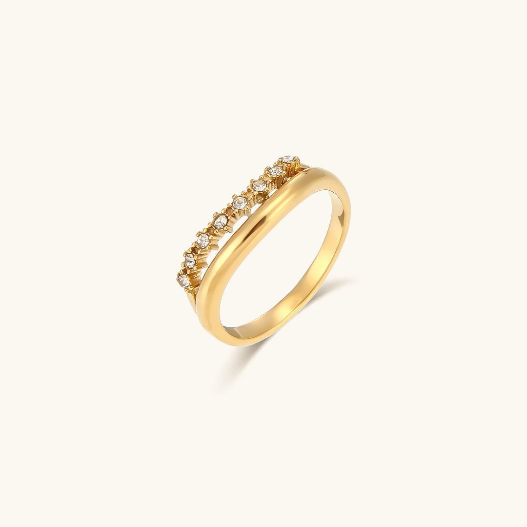 Adeline Diamond Simulant Gold Ring