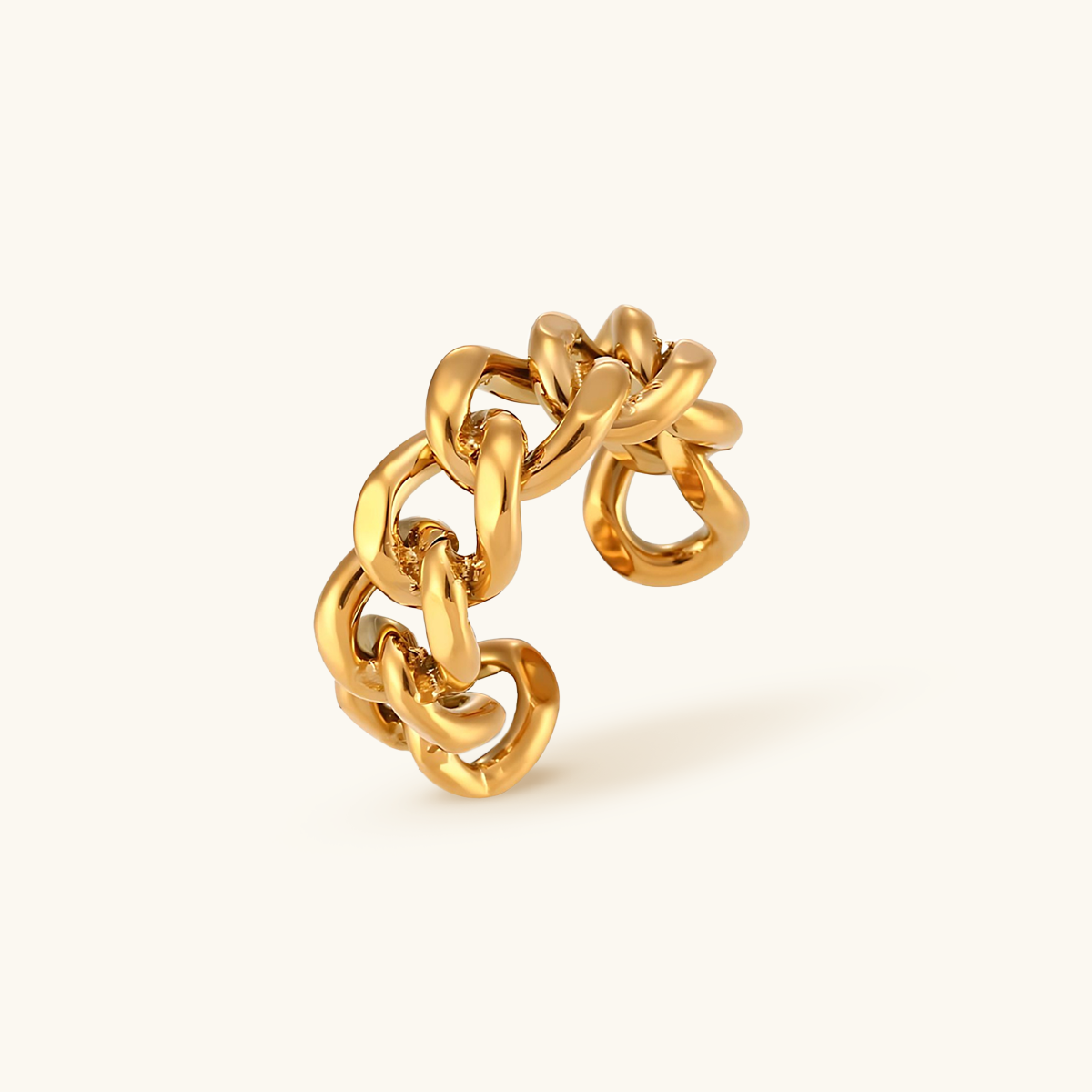 Adjustable Size Curb Ring - Gold