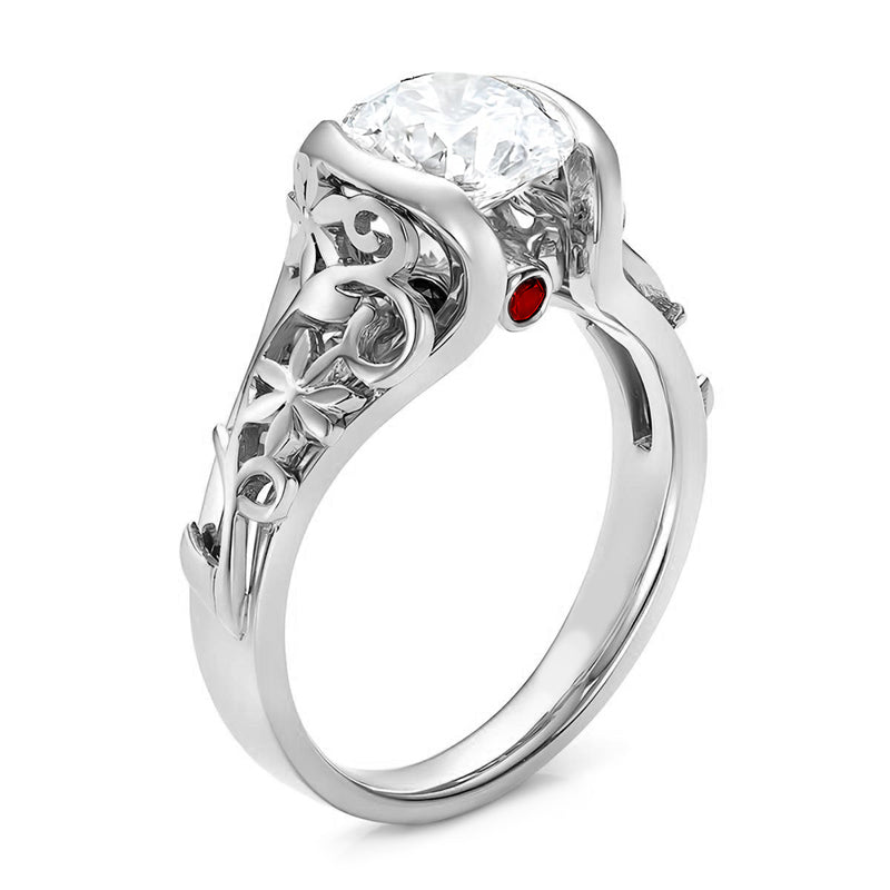 Bezel Round Moissanite Filigree Wide Shank Engagement Ring