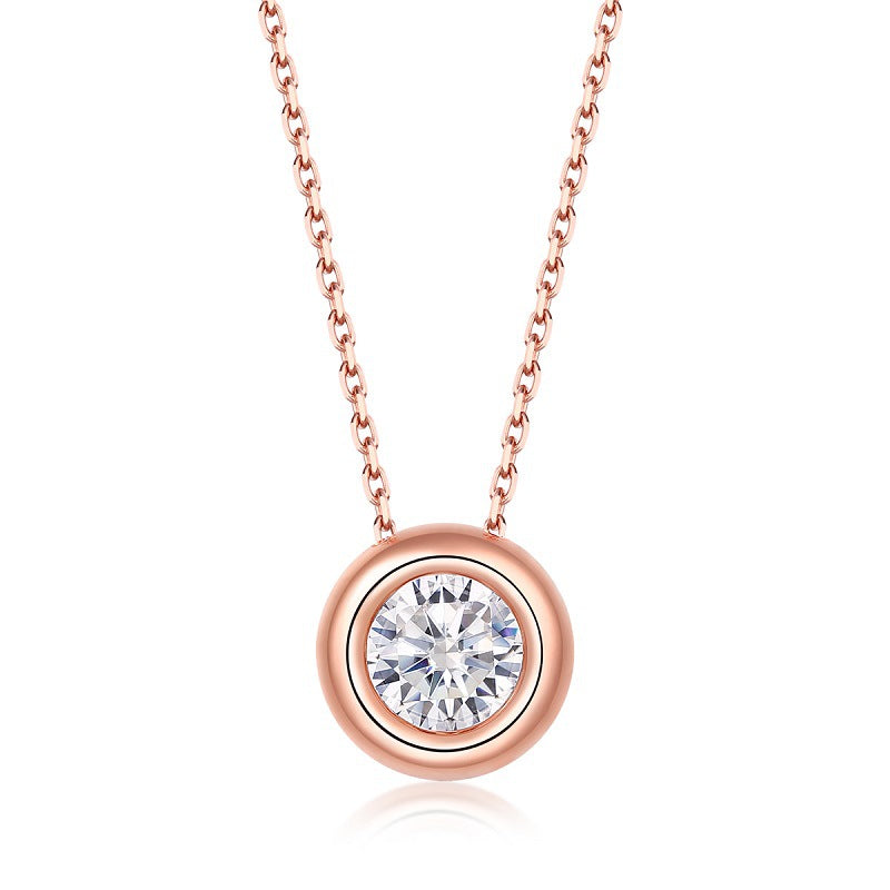 Bezel Solitaire Round Moissanite Necklace Pendant