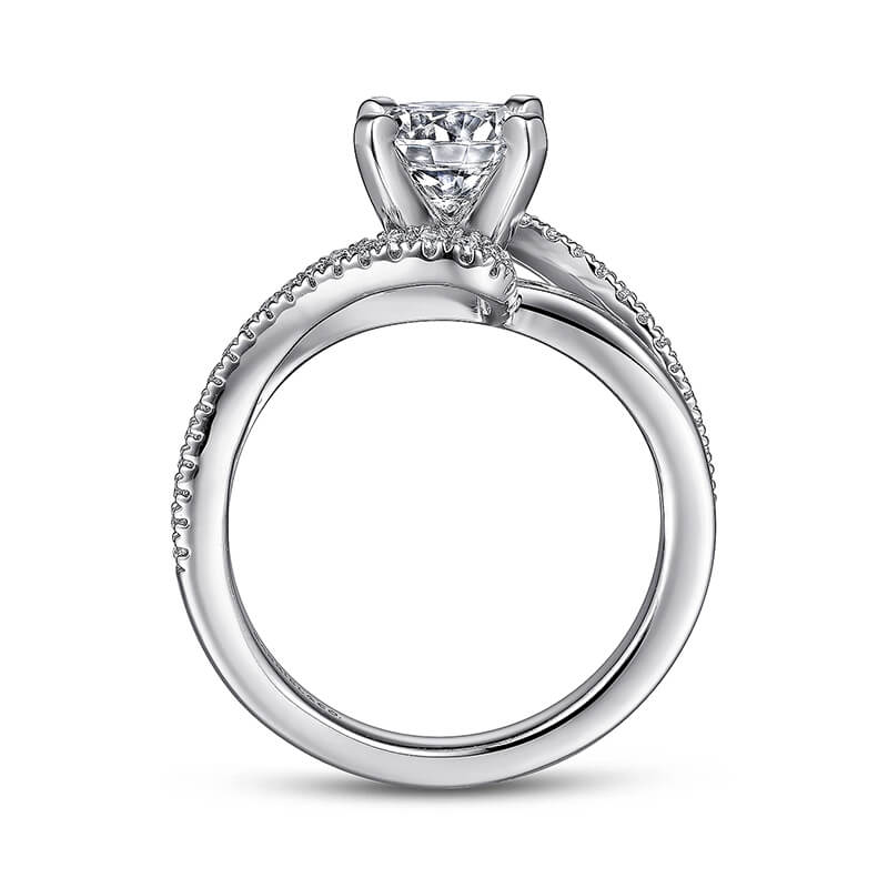 Bypass Moissanite Split Shank Pave Engagement Ring