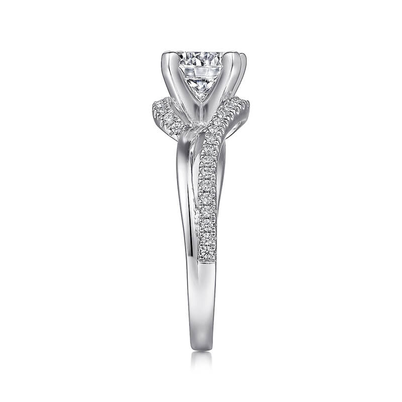 Bypass Moissanite Split Shank Pave Engagement Ring