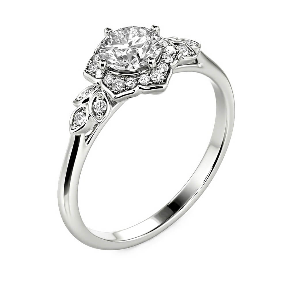 Cathedral Halo Moissanite Floral Engagement Ring