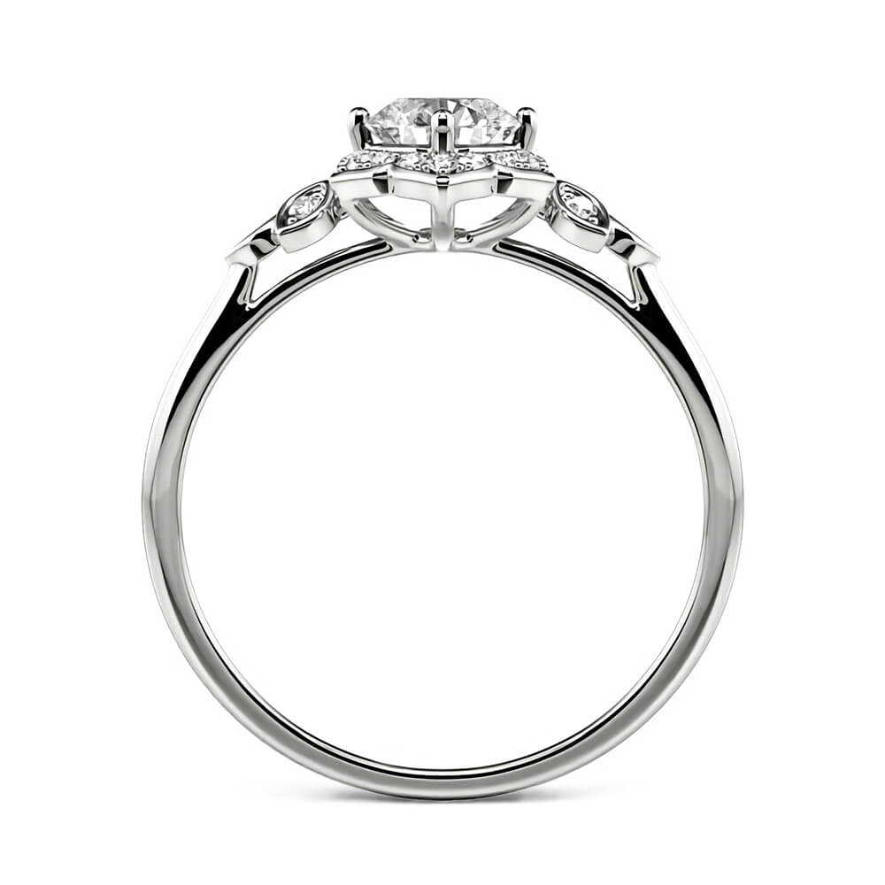 Cathedral Halo Moissanite Floral Engagement Ring