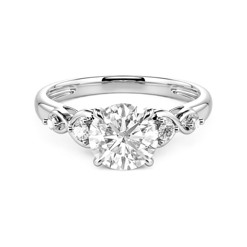 Cathedral Round Moissanite Infinity Accents Engagement Ring