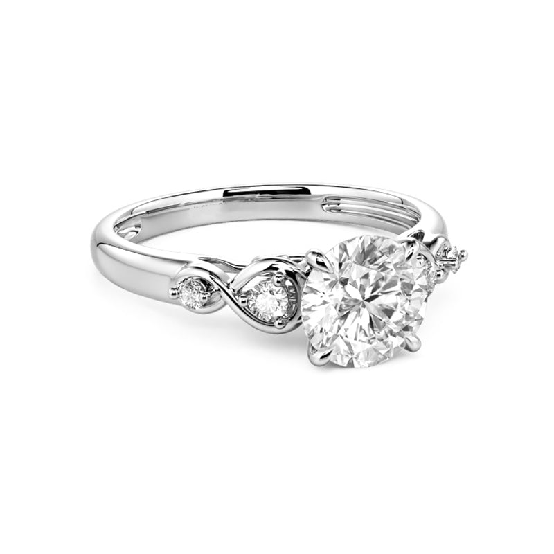 Cathedral Round Moissanite Infinity Accents Engagement Ring