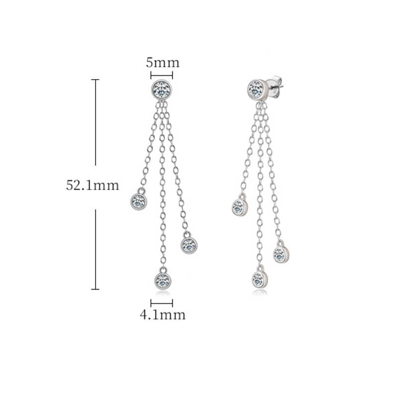 Chain Tassel Moissanite Drop Earrings In Sterling Silver