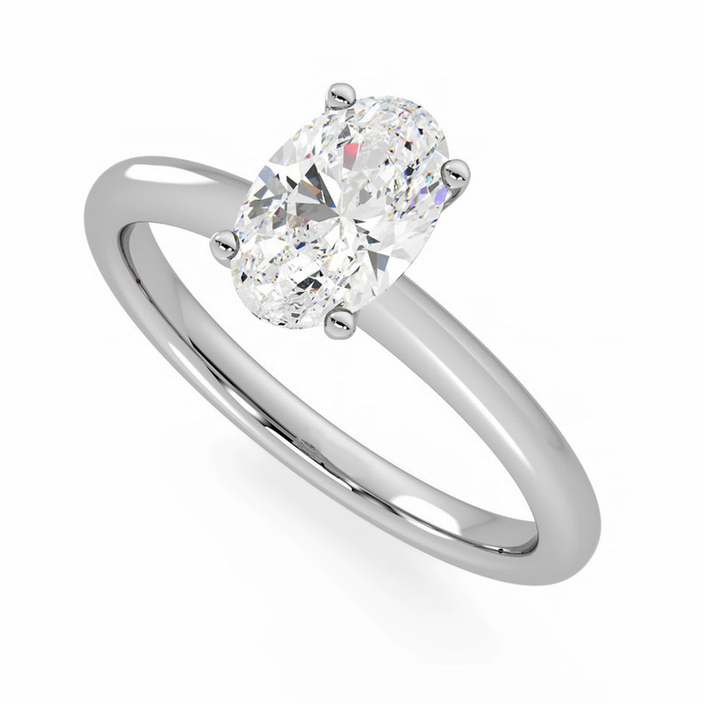 Classic Solitaire Oval Moissanite Four Prong Polish Engagement Ring
