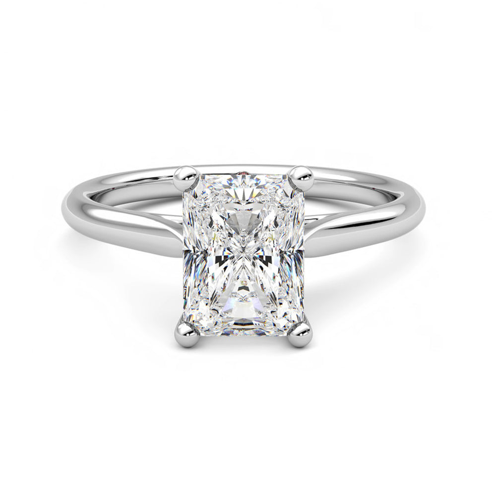 Classic Solitaire Radiant Moissanite Four Prong Polish Engagement Ring