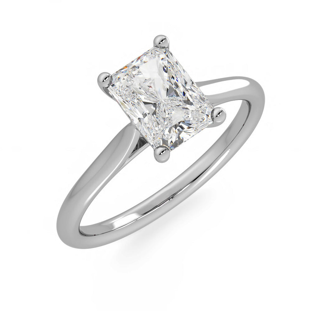 Classic Solitaire Radiant Moissanite Four Prong Polish Engagement Ring