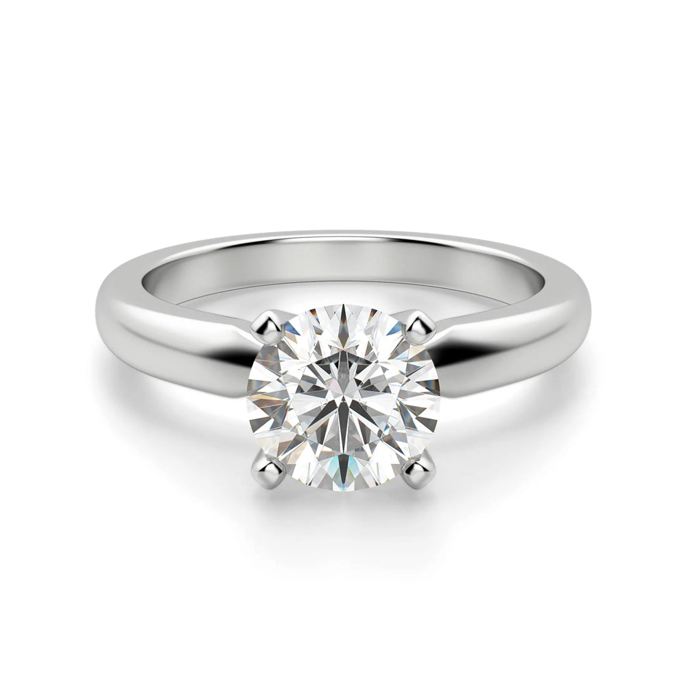 Classic Solitaire Round Moissanite Four Prong Engagement Ring