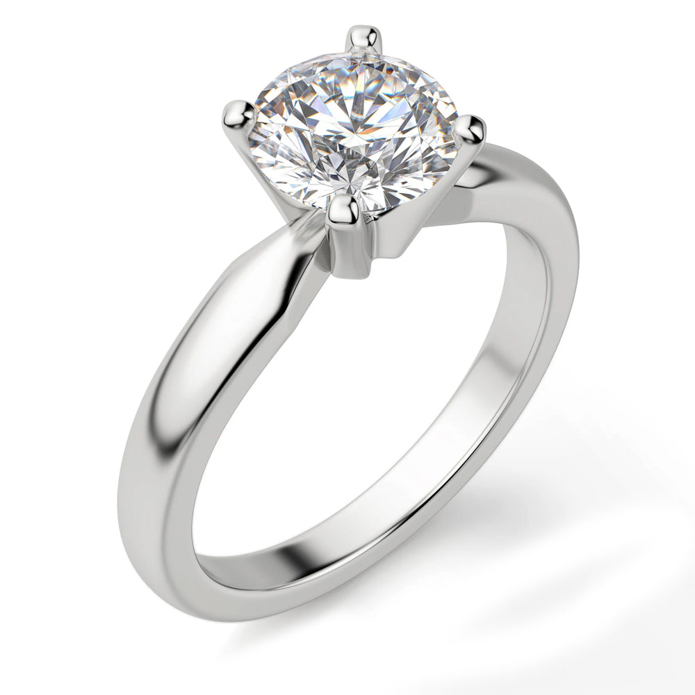 Classic Solitaire Round Moissanite Four Prong Engagement Ring