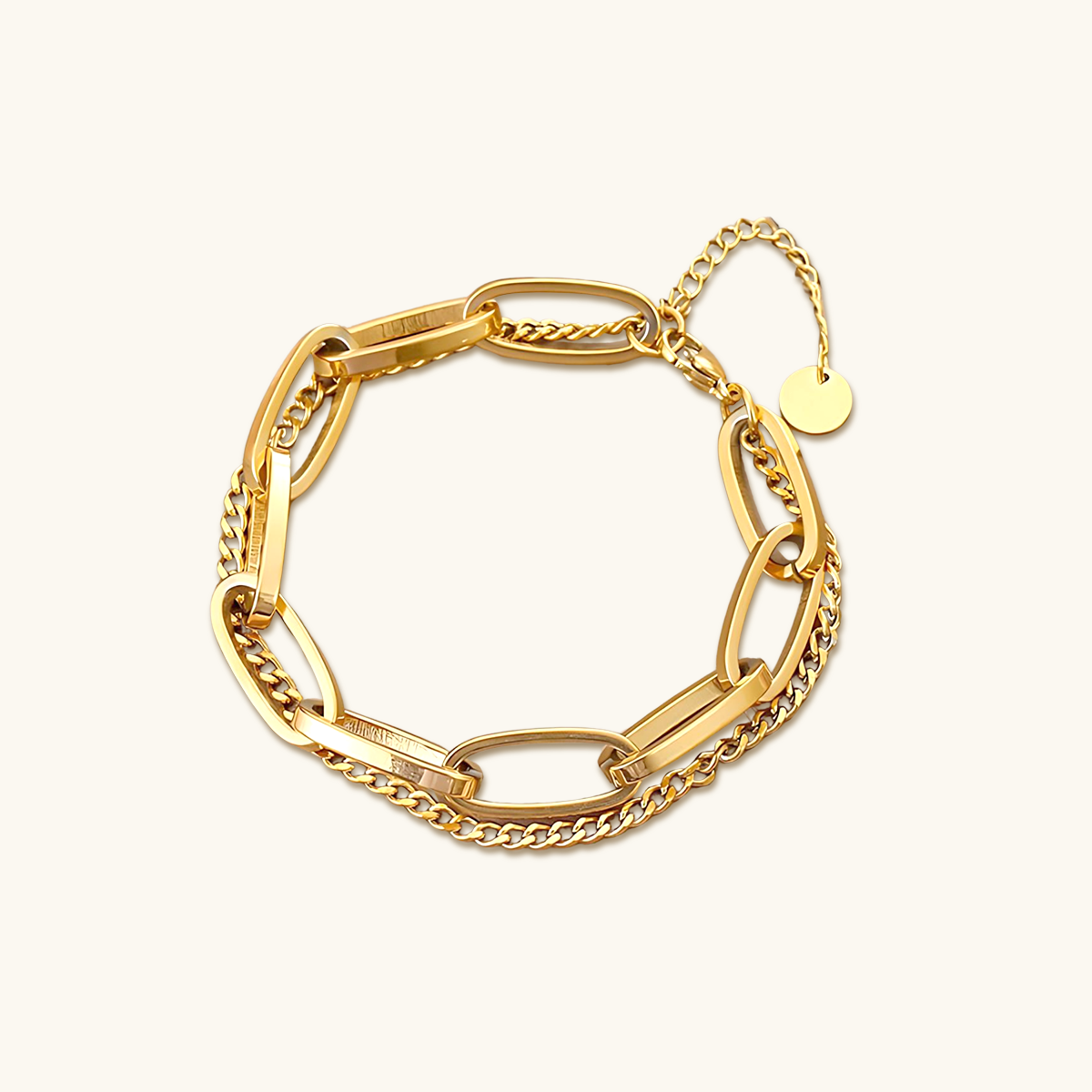 Clip Figaro Double Bracelet 18K - Gold