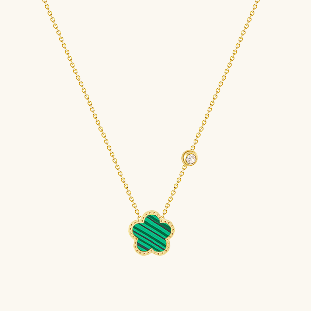 Clover Pendant Necklace - Gold/Green