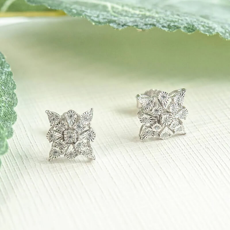 Cluster Star Moissanite Stud Earrings In Sterling Silver