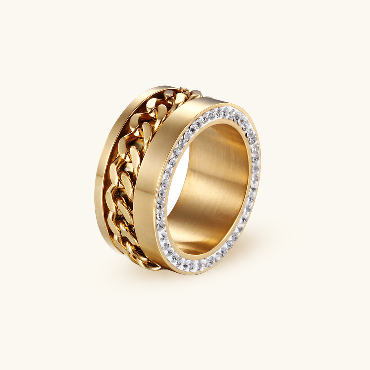 Cuban Stone Layered Ring - Gold