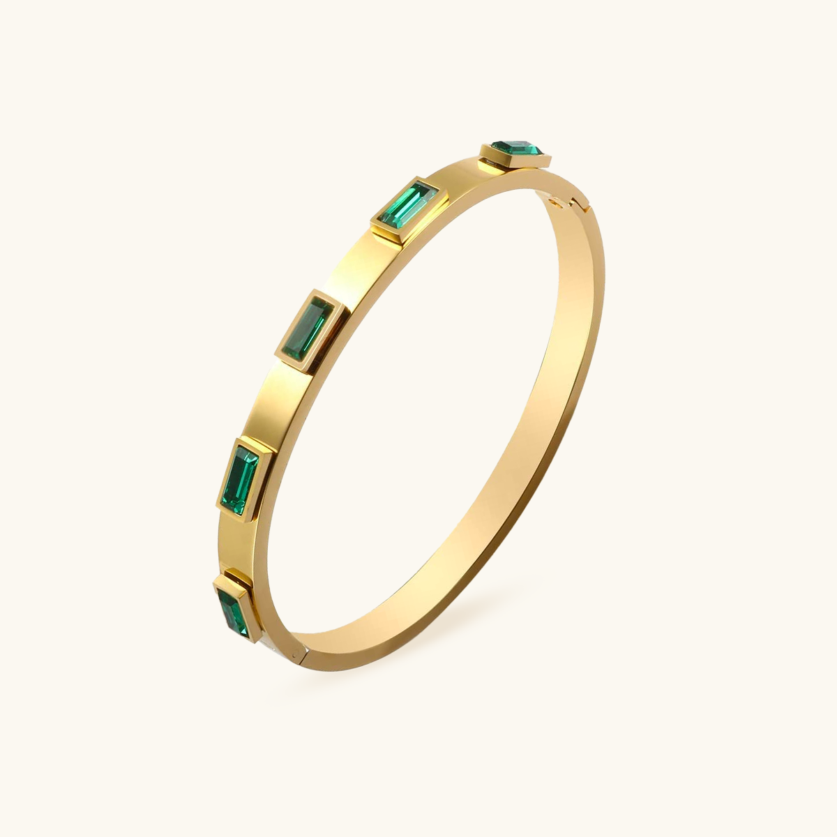 Cubic Stone Bracelet - Gold/Green