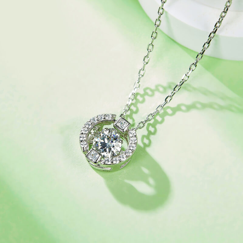 Dancing Moissanite Around You Pave Necklace in Sterling Silver