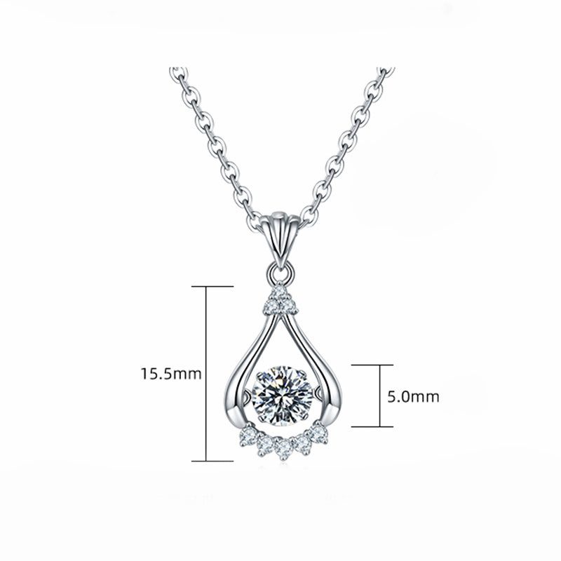 Dancing Moissanite Bright Eyes Side Stone Necklace in Sterling Silver