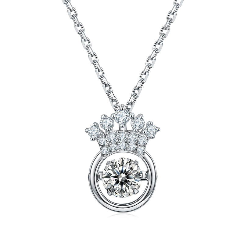 Dancing Moissanite Crown Necklace in Sterling Silver