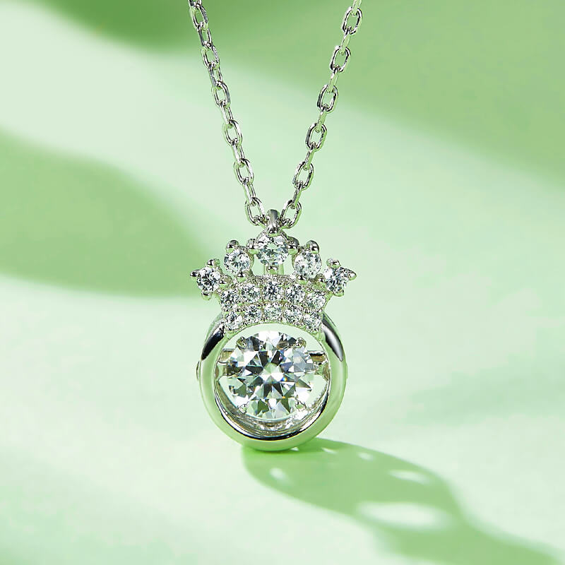 Dancing Moissanite Crown Necklace in Sterling Silver