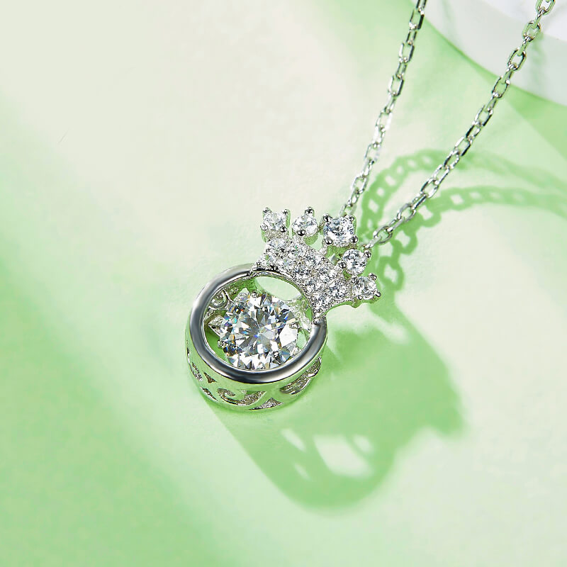 Dancing Moissanite Crown Necklace in Sterling Silver