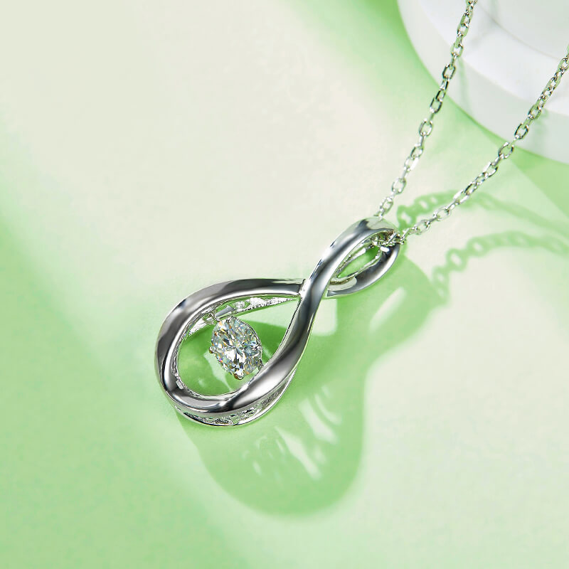 Dancing Moissanite Infinity Necklace in Sterling Silver