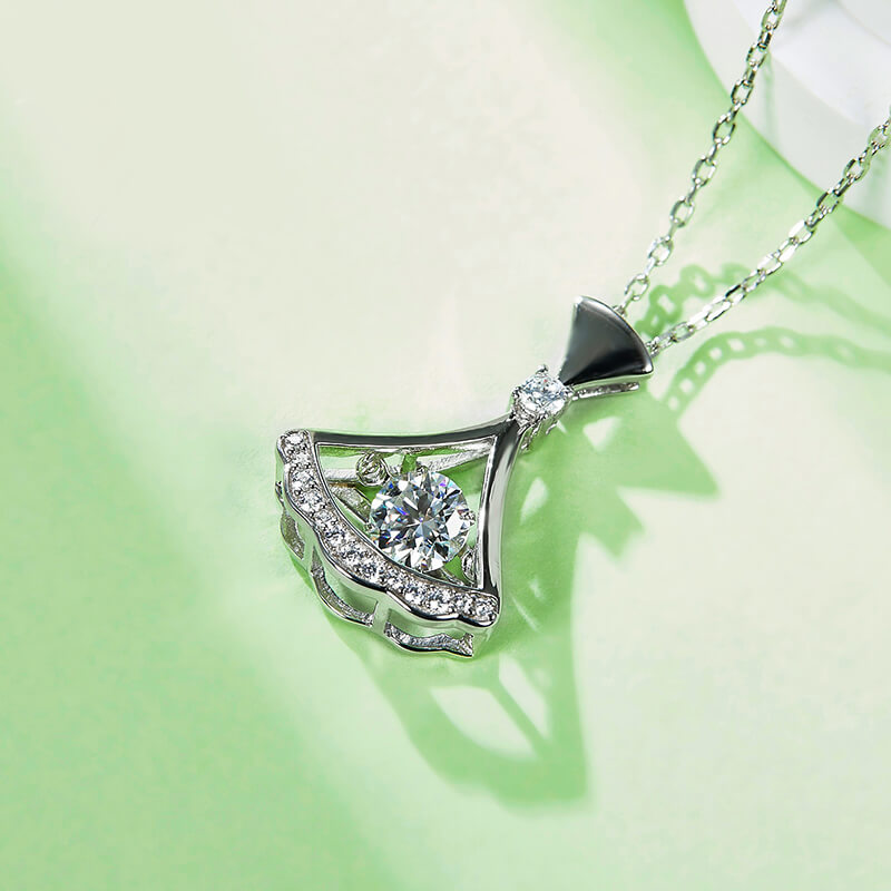 Dancing Moissanite Skirt Necklace in Sterling Silver