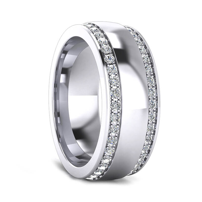 Domed Double Row Moissanite Eternity Wedding Band