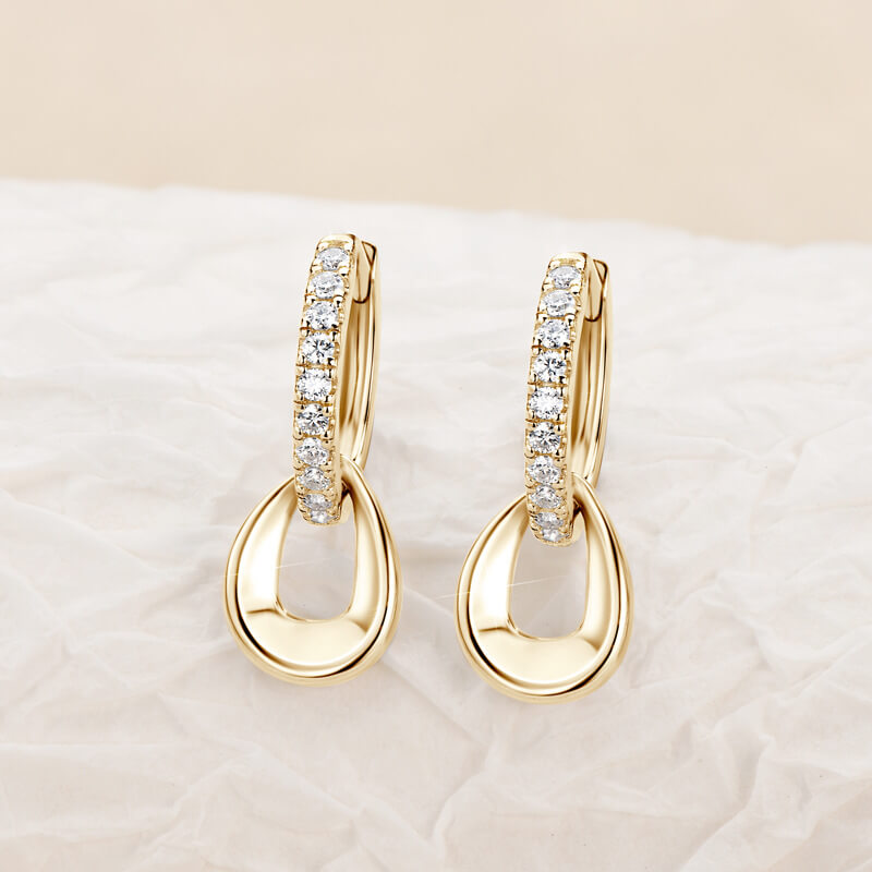 Double Hoop Moissanite Pave Earrings In Sterling Silver