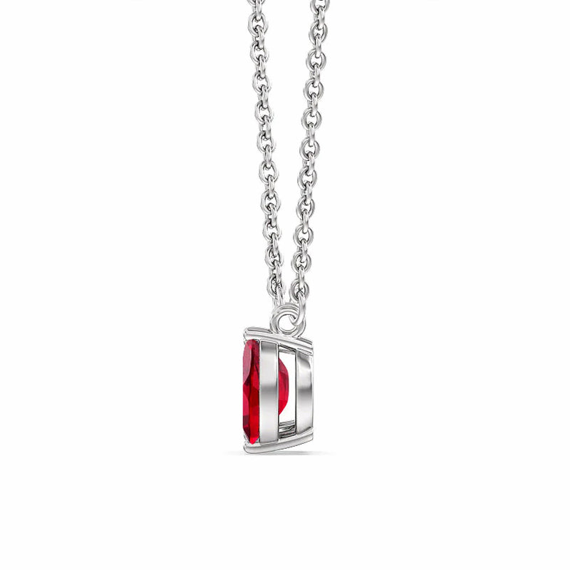 Emerald-Cut Moissanite And Marquise Ruby Necklace In Sterling Silver