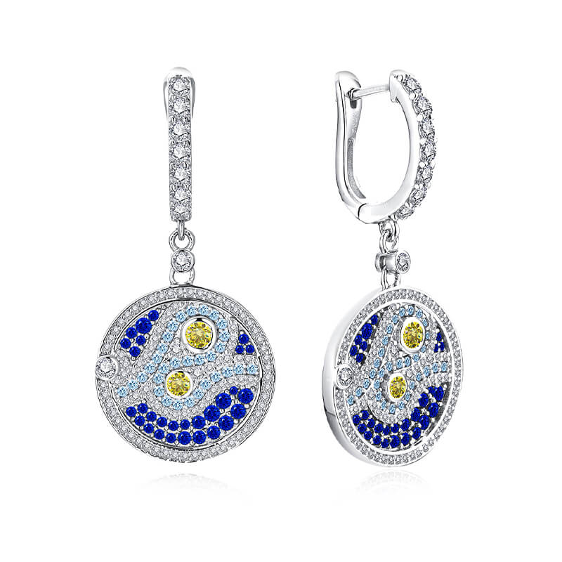 Famous Paintings "The Starry Night" Inspired Moissanite Drop Earrings