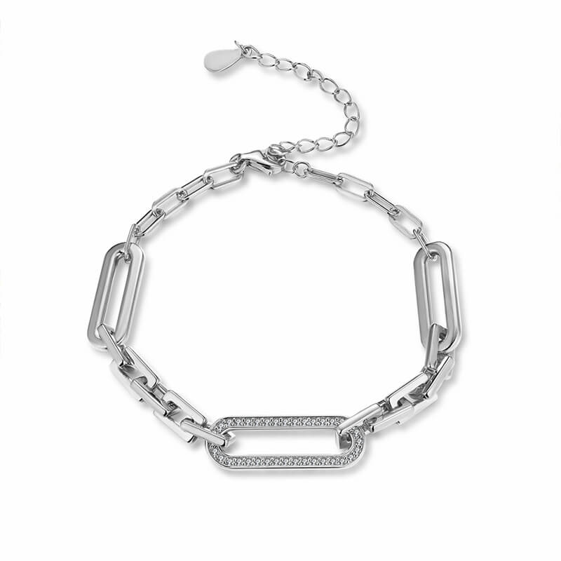 Fashion Moissanite Paperclip Bracelet In Sterling Silver