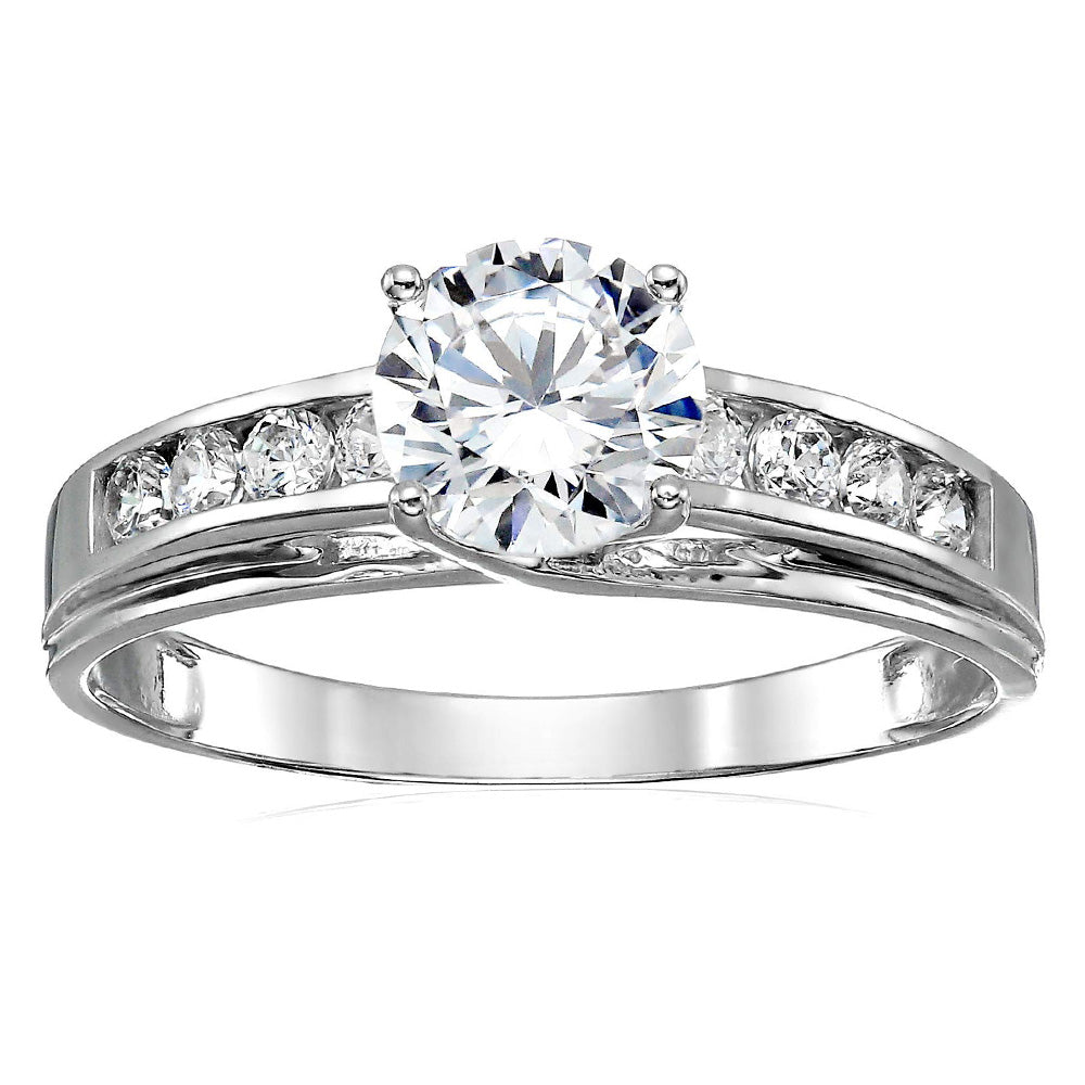 Fashion Round Moissanite Channel Set Engagement Ring