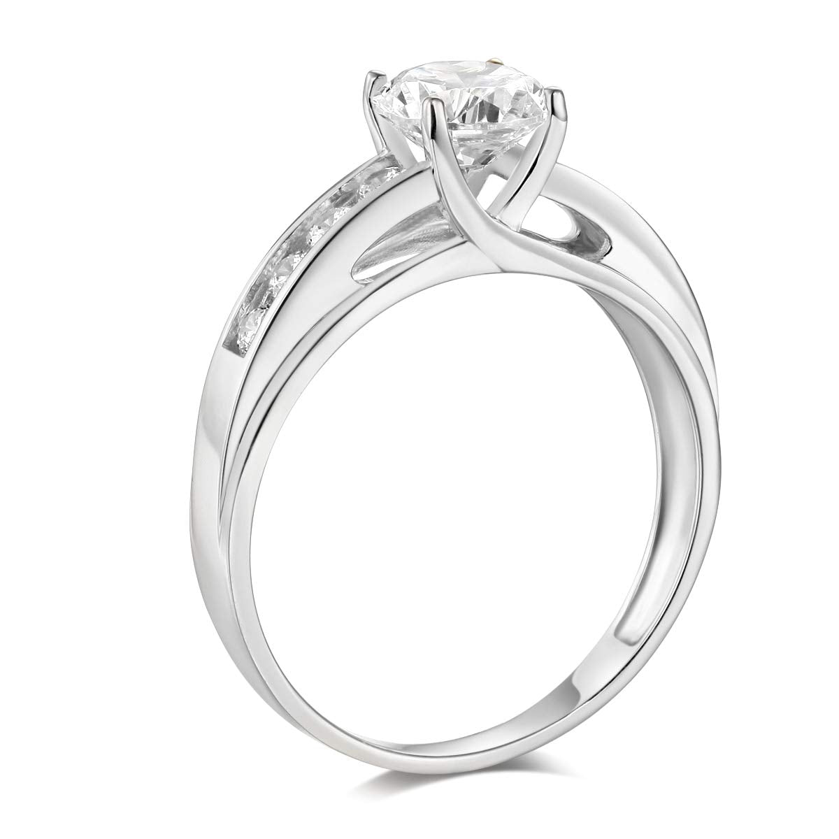 Fashion Round Moissanite Channel Set Engagement Ring