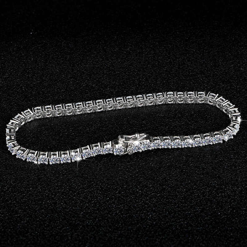 Fashion Round Moissanite Tennis Sterling Silver Bracelet