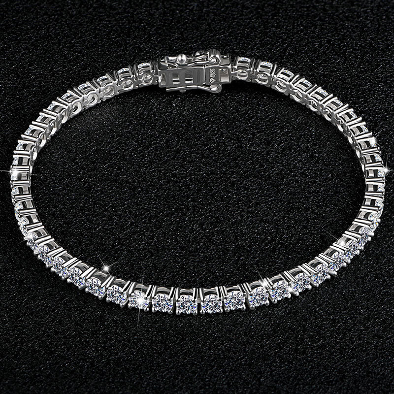 Fashion Round Moissanite Tennis Sterling Silver Bracelet