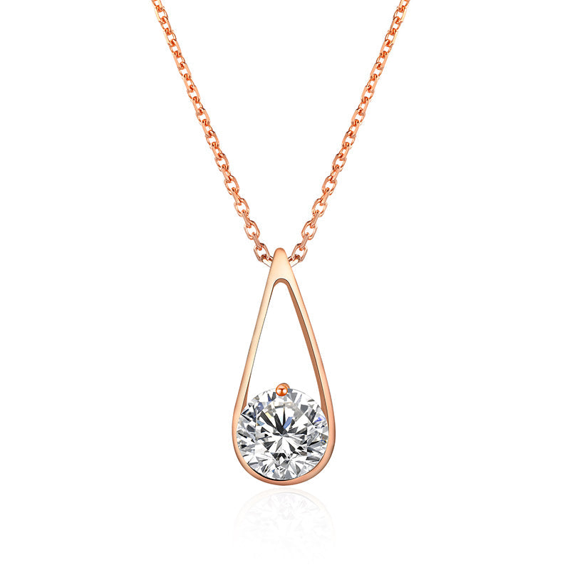 Fashion Solitaire Round Moissanite Sterling Silver Necklace