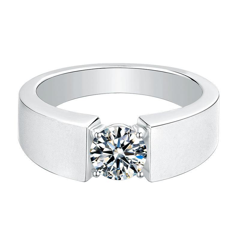 Fashion Solitaire Round Moissanite Sterling Silver Wedding Ring