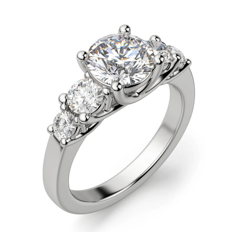 Five Stone Trellis Moissanite Sidestone Engagement Ring